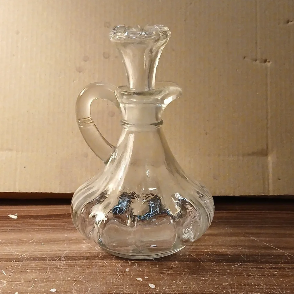 Vintage Anchor Hocking Vinegar Oil Cruet Bottle Clear Glass